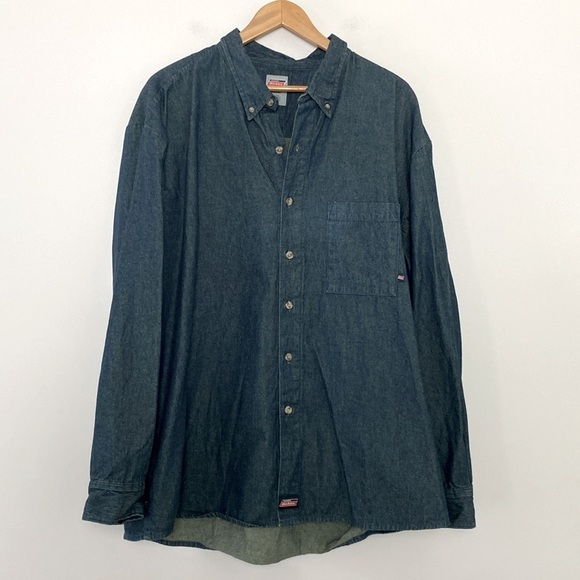 Dickies Denim Shirt Long Sleeve Button Down Cotton Size 3XL - Picture 1 of 10